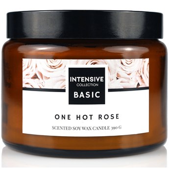 Intensive Collection Amber Basic duża sojowa świeca zapachowa drewniany knot 390 g - One Hot Rose