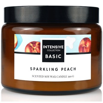 Intensive Collection Amber Basic duża sojowa świeca zapachowa drewniany knot 390 g - Sparkling Peach