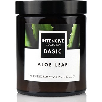 Intensive Collection Amber Basic sojowa świeca zapachowa drewniany knot 140 g - Aloe Leaf