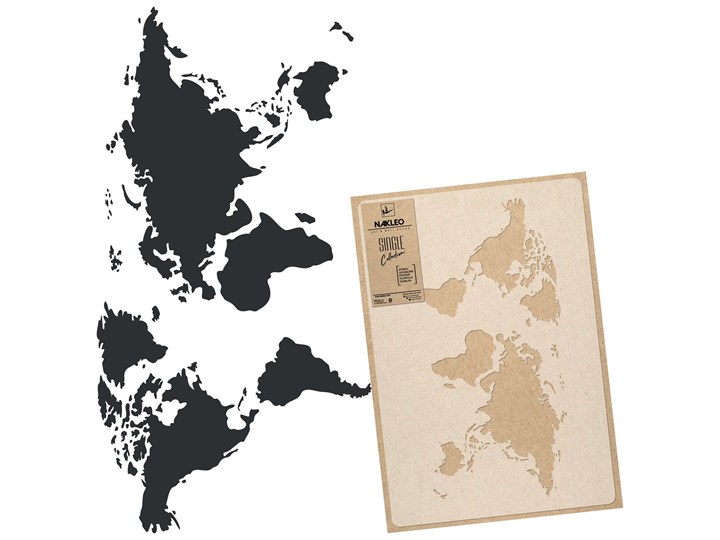 szablon malarski wielokrotny // MAPA ŚWIATA - MEDIUM (45x65cm) Wzór Kwiaty