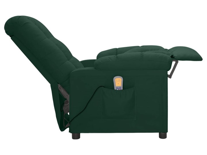 vidaXL Rozkładany fotel masujący, ciemnozielony, tapicerowany tkaniną Kategoria Fotele do salonu Szerokość 74 cm Fotel rozkładany Pomieszczenie Salon