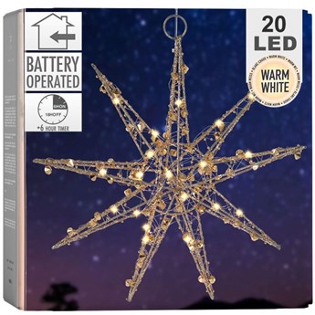 Gwiazda świąteczna świecąca złota 20 led 31 cm kod: O-839328