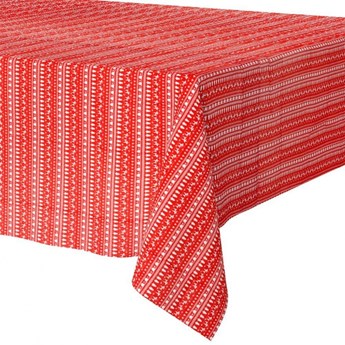 Obrus na stół świąteczny prostokątny czerwony 130x180 cm kod: O-569551-W2