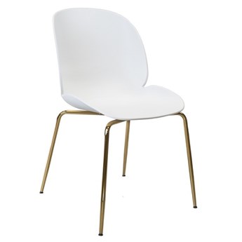Krzesło z tworzywa Boliwia PP białe na złotych nogach