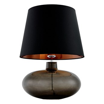 Kaspa - lampa stołowa Sawa - szklana podstawa w kolorze grafitowym, wysokość 55 cm, czarno - miedziany abażur