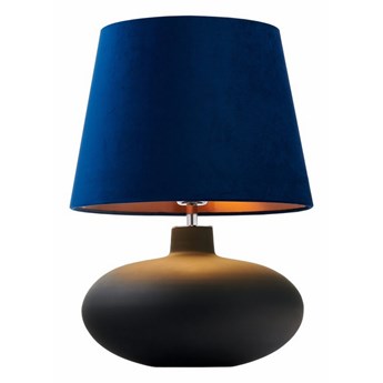 Kaspa - lampa stołowa Sawa Velvet - szklana podstawa w kolorze matowym grafitowym, wysokość 55 cm, granatowy abażur