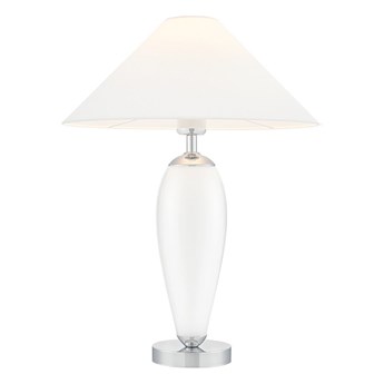 Kaspa - lampa stołowa Rea - szklana podstawa w kolorze bieli, wysokość 60 cm, biały abażur
