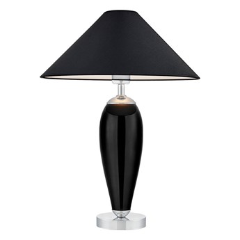 Kaspa - lampa stołowa Rea - szklana podstawa w kolorze czarnym, wysokość 60 cm, czarny abażur