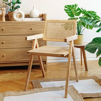 Fotel ROTIN drewniany z plecionką wiedeńską 50x55x78 cm - Homla