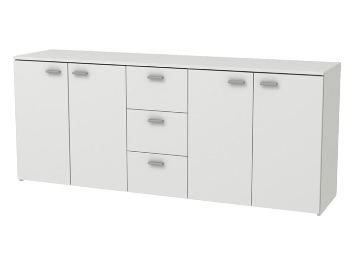 SELSEY Komoda czterodrzwiowa Poniza z szufladami biała Płyta MDF Wykończenie Mat Szerokość 180 cm Głębokość 42 cm Kolor Biały