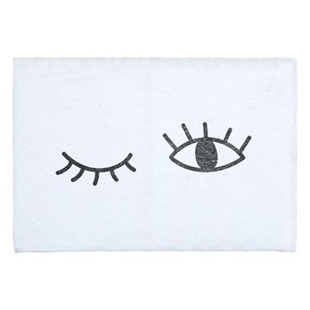 Biały dywanik łazienkowy z domieszką bawełny Really Nice Things Eyes, 40 x 60 cm