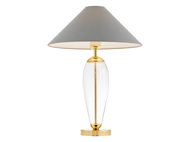 Kaspa - lampa stołowa Rea - szklana podstawa, wysokość 60 cm, szary abażur, złota podstawa Lampa biurkowa Lampa nocna Szkło Tkanina Lampa z abażurem Wysokość 42 cm Metal Lampa LED Pomieszczenie Salon