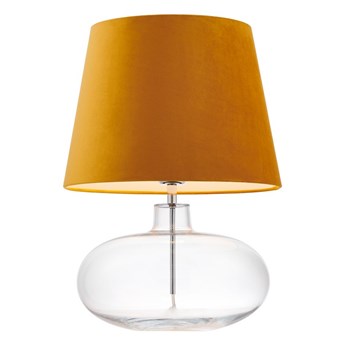 Kaspa - lampa stołowa Sawa Velvet - szklana podstawa, wysokość 55 cm, złoty abażur