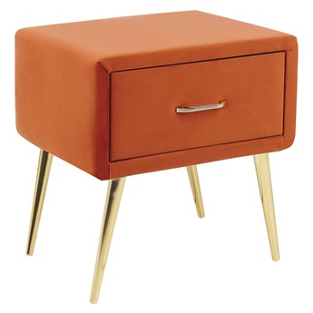 Beliani Szafka nocna pomarańczowa tapicerowana welurem 1 szafka stolik nocny minimalistyczny design