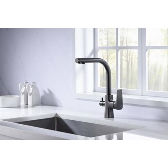 Bateria kuchenna Tivoli kolor grafit (Gun Metal) elegancka i nowoczesna bateria z podłączniem do filtra wody