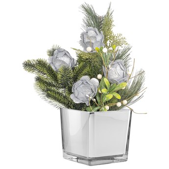 Trend Glass Srebrny wazon, osłonka na doniczkę, pojemnik dekoracyjny Cassia Silver Chic