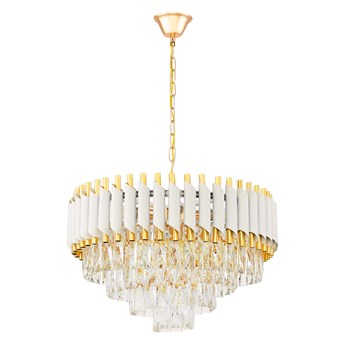 Lumina Deco KLASYCZNY ŻYRANDOL KRYSZTAŁOWY BIAŁO-ZŁOTY MAZINI D50