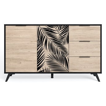 Czarna niska komoda w dekorze dębu 136x81 cm Palmera – Marckeric