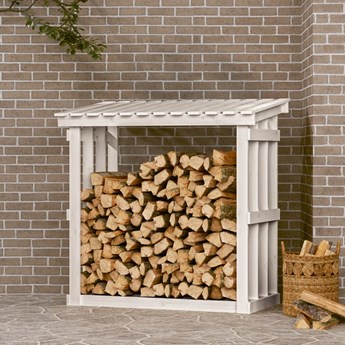 vidaXL Stojak na drewno opałowe, biały, 108x64,5x109cm, drewno sosnowe