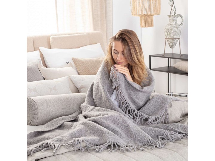 Pled Boucle 140x200cm grey, 140 x 200 cm Kategoria Koce i pledy Koc 140x200 cm Wełna Poliester Kolor Szary