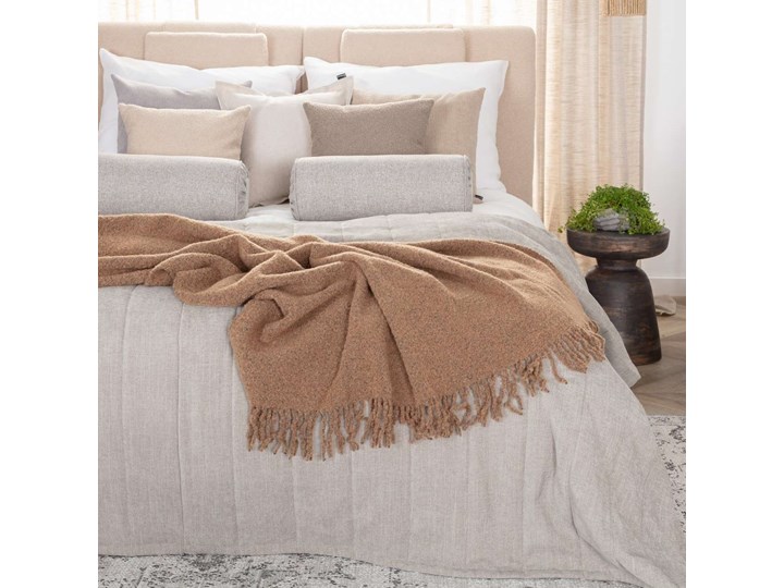 Pled Boucle 140x200cm camel, 140 x 200 cm 140x200 cm Poliester Wełna Koc Wzór Z frędzlami Pomieszczenie Salon
