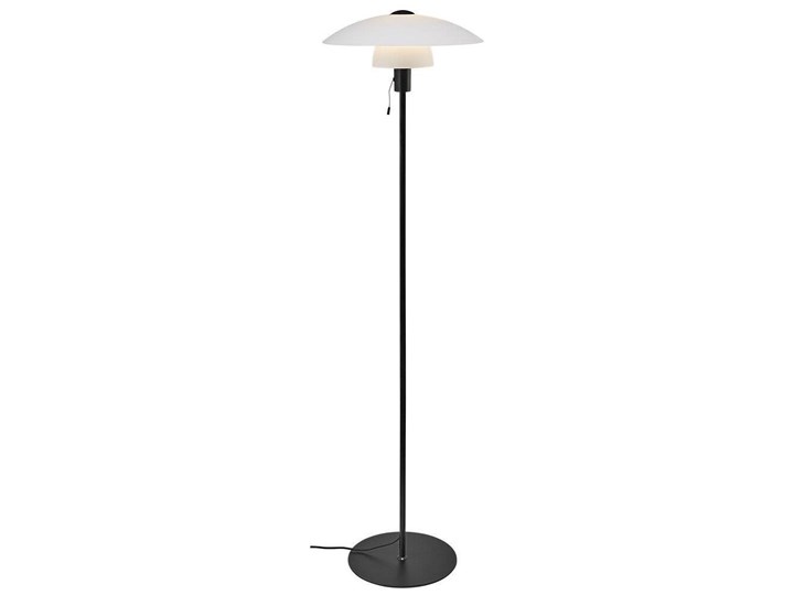 Lampa podłogowa metalowa biała czarna klosz biały Ø40x150 cm Tkanina Lampa z kloszem Kolor Czarny