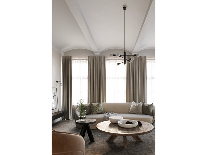 Lampa wisząca Duomo 60x60 cm 6D czarna Lampa druciana Metal Żyrandol Stal Ilość źródeł światła 6 źródeł