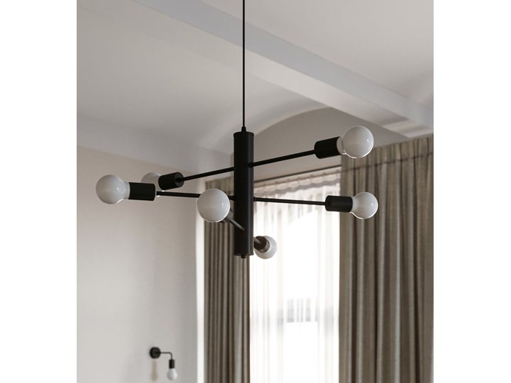 Lampa wisząca Duomo 60x60 cm 6D czarna Metal Stal Żyrandol Lampa druciana Pomieszczenie Salon Kategoria Lampy wiszące