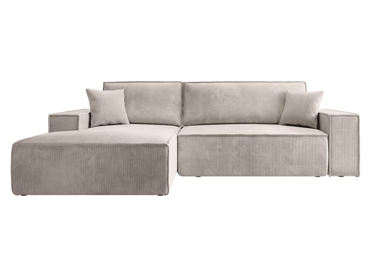 SELSEY Narożnik z funkcją spania Farese New L-kształtny z pojemnikiem kremowy sztruks lewostronny Wysokość 85 cm Lewostronne Rozkładanie Rozkładany Głębokość 167 cm Szerokość 267 cm Kolor Beżowy