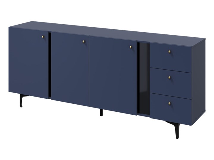 SELSEY Komoda trzydrzwiowa Colours z szufladami 200 cm granatowa