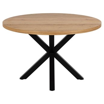 SELSEY Stół do jadalni okrągły Kardema 120 cm dąb fornirowany na czarnych nogach
