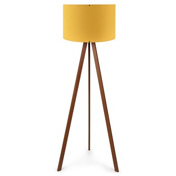 SELSEY Lampa podłogowa Salika musztardowa na brązowym stelażu