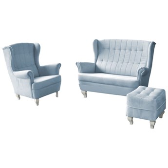 SELSEY Komplet wypoczynkowy Alesso sofa i fotel z podnóżkiem