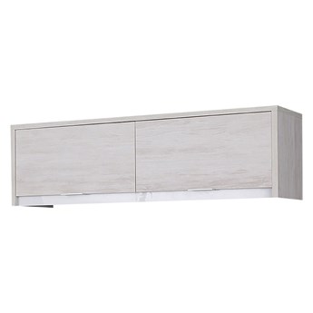 SELSEY Półka Rikno 120 cm wisząca zamykana Dąb biały / Biały połysk