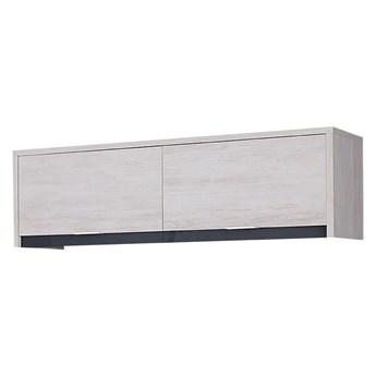 SELSEY Półka Rikno 120 cm wisząca zamykana Dąb biały / Grafit połysk