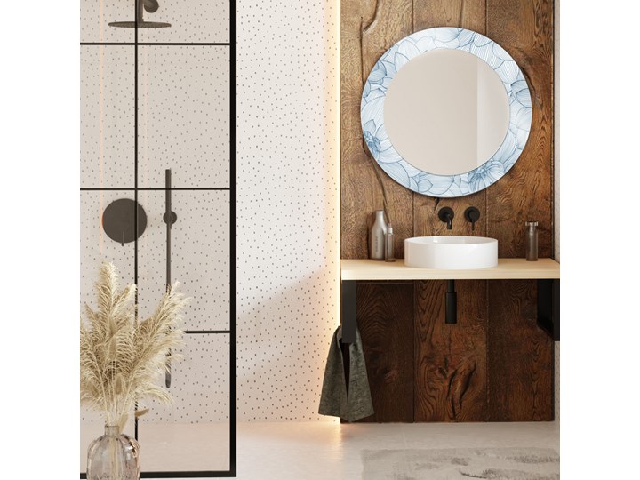 SELSEY Lustro ścienne okrągłe Carcopino kwiaty Styl Skandynawski Styl Prowansalski