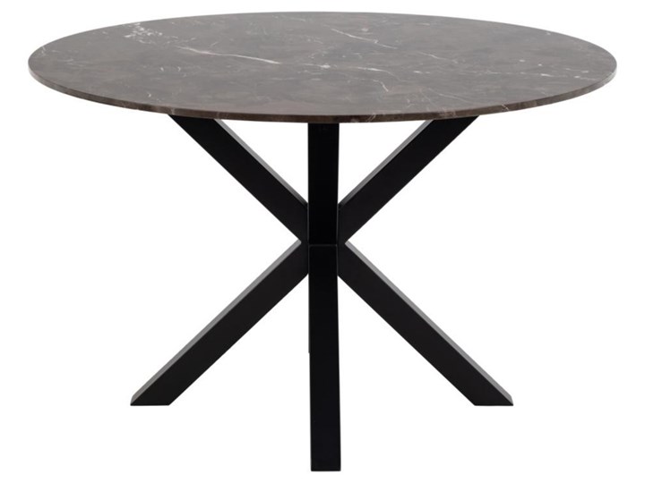 SELSEY Stół do jadalni okrągły Kardema 120 cm brązowy marmur na czarnych nogach Metal Pomieszczenie Stoły do jadalni Styl Nowoczesny
