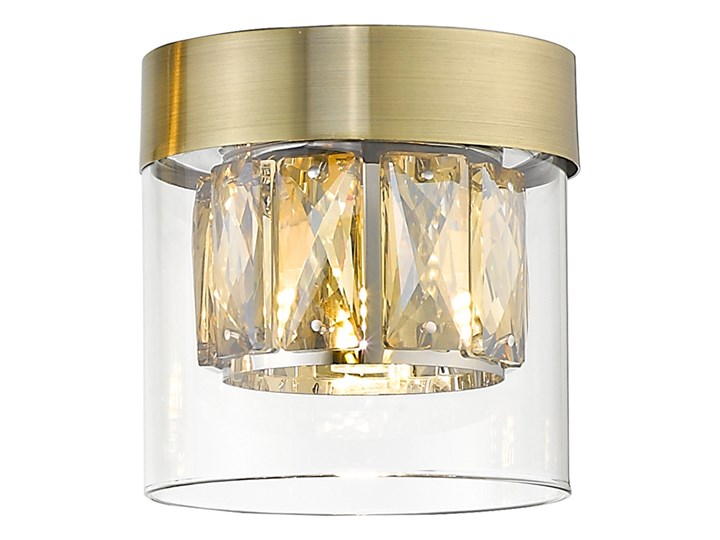 SELSEY Lampa sufitowa Isauras antyczne złoto 11 cm Kryształ Metal Szkło Styl Glamour