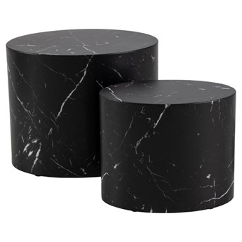 SELSEY Zestaw dwóch stolików kawowych Plomin 48x33 cm i 40x24,5 cm czarny marmur