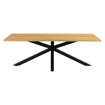 SELSEY Stół do jadalni prostokątny Kardema 220x90 cm dąb fornirowany na czarnych nogach