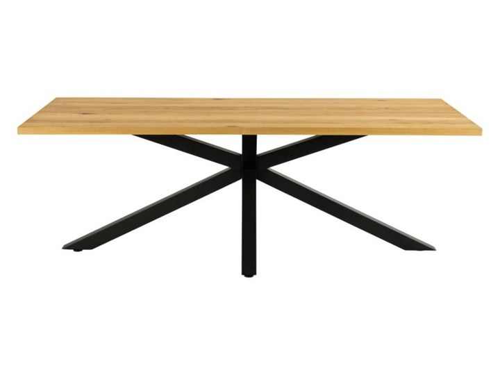 SELSEY Stół do jadalni prostokątny Kardema 220x90 cm dąb fornirowany na czarnych nogach Drewno Metal Styl Nowoczesny