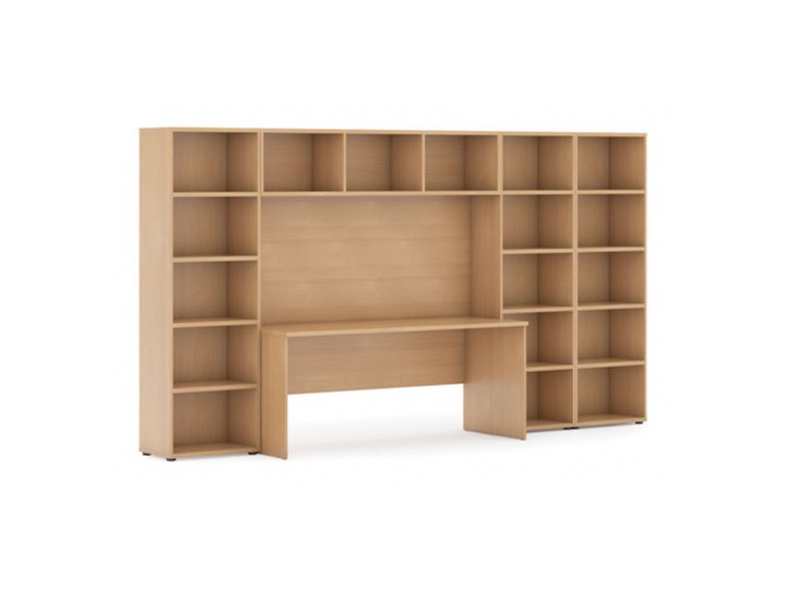 Biblioteka z wbudowanym biurkiem, 3350x700/400x1923 mm, buk Kategoria Zestawy mebli do sypialni