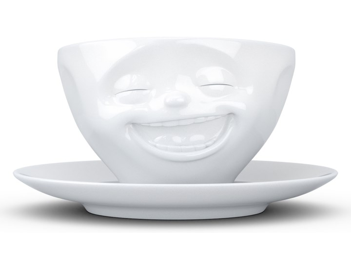 58Products - Filiżanka do kawy - "Śmiejąca się" - biała - 0,2 l Porcelana Kolor Biały Kategoria Filiżanki