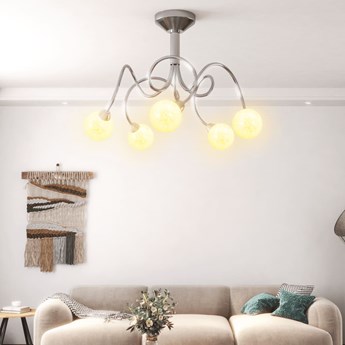 vidaXL Lampa sufitowa, okrągłe szklane klosze, 5 żarówek LED, G9