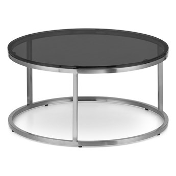 Argan mały okrągły stolik kawowy szkło styl glamour Chrom Czarny