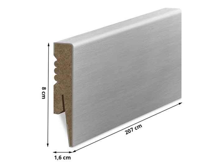Listwa Przypodłogowa MDF Gładka - STAL SZCZOTKOWANA - uniwersalny - Stal Szczotkowana Wysokość 8 cm Kategoria Listwy przypodłogowe