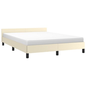 vidaXL Rama łóżka z zagłówkiem, kremowa, 140x190 cm, sztuczna skóra