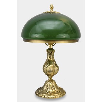 Lampa Dekoracyjna w Stylu Art Deco Złota z Zielonym Kloszem