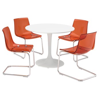 IKEA DOCKSTA / TOBIAS Stół i 4 krzesła, biały biały/brązowy/czerwony, 103 cm