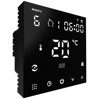 Dotykowy termostat WiFi regulator sterownik czarny 16A + czujnik podłogowy + mata grzewcza 10m2